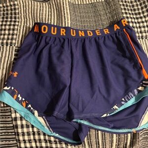 Under Armour Women's Athletic Shorts in Navy and Orange